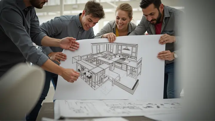 Planung einer Objektküche durch Techniker und Architekten – Schnittstellenkoordination auf der Baustelle.